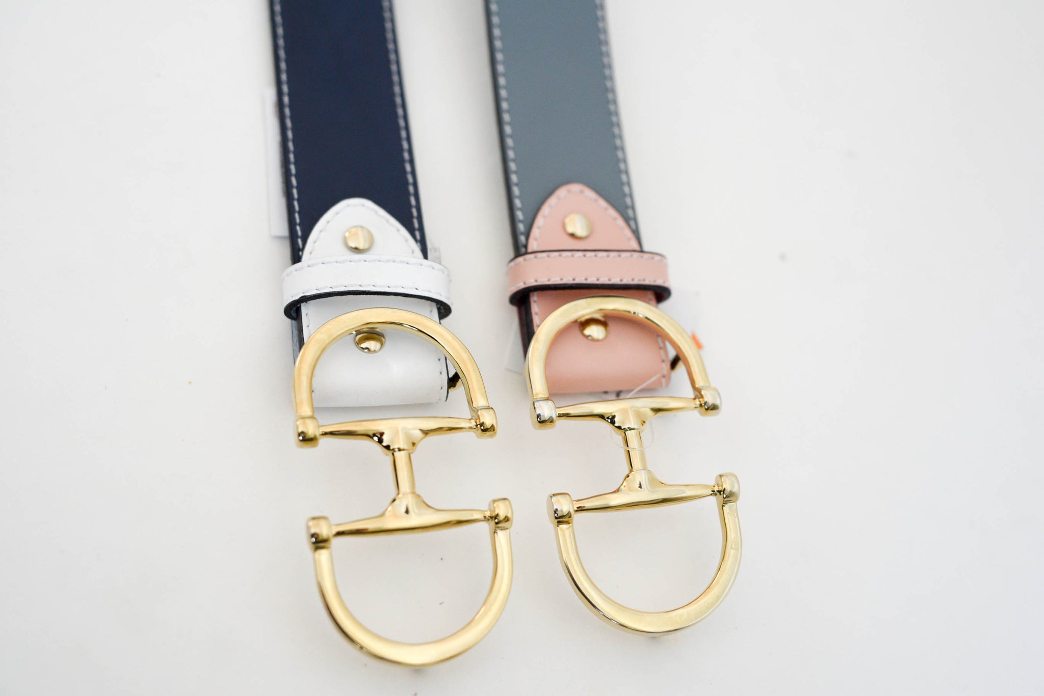 Lilo Ladies' Bit Buckle Leather Belt- Canterbury Belts 22-40 / Navy/White/Gold