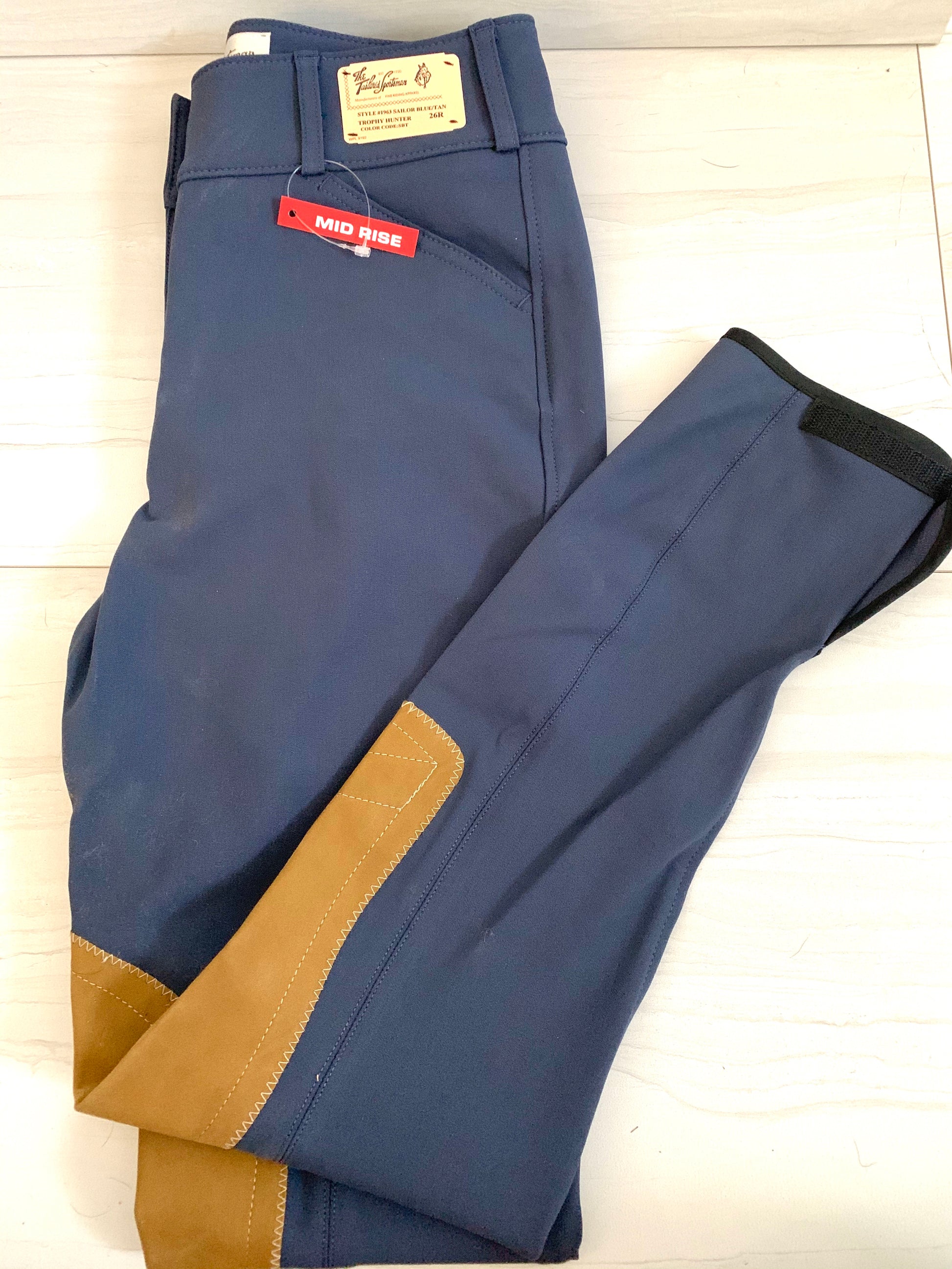 Tailored sportsman sailor blue mid rise breeches