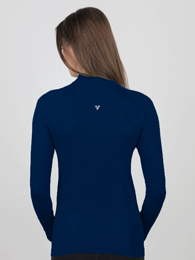 navy blue signature shirt rear view with venting